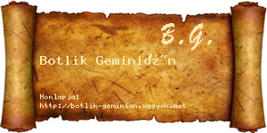 Botlik Geminián névjegykártya